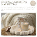 Threehoney 5.5 Inch Small Travertine Scallop Edge Stone Tray Marble Jewelry Dish Trinket Tray for Women, Perfume, Coffee Table(Round) - style: Round