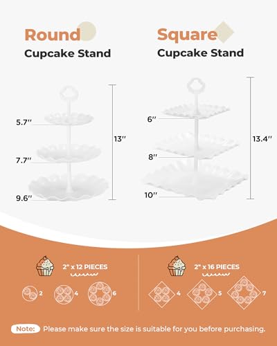 Kootek Dessert Cupcake Stand, 5pcs Dessert Table Display Set, 3 Tiered Cup Cake Holder Tower Stand Riser& Cookie Serving Trays for Wedding, Tea Party, Birthday, Baby Shower - color: Bright White, size: 5 Set