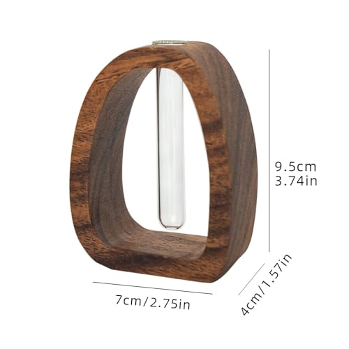Solid Wood Frame Glass Test Tube Vase Desk Hydroponic Plant, Enhances Home and Office Environment, Small Size (Small) - size: Small