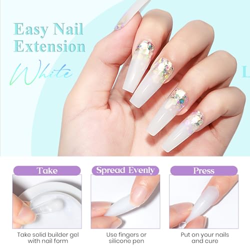 MIZHSE 60g White 3D Gel Nail Art Sculpting, Solid Builder Gel for Nails Non-Sticky Carving Molding Hard Extension Gels Soak Off U V LED for Salon Manicure Home DIY - color: 0-0-White