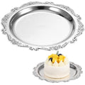 Cabilock Silver Iron Serving Tray, 7.87In Elegant Snack Serving Platter for Party Food Desserts and Jewelry Display, Multifunctional Decorative Tray for Entertaining