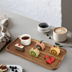 2 Pcs Rectangular Serving Platters for Food Dish Party Wooden Charcuterie Boards 14" x 7" Acacia Wood Trays for Kitchen Counter Decor Rectangle Dessert Plates Cheese Board Snack Appetizer Platter - size: 14" x 7"