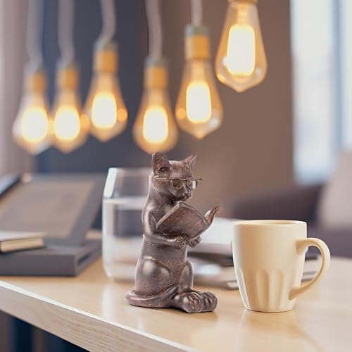 Young's Inc. Cat Figurine - Cute Cat Statue - Whimsical Cat Decor for Cat Lovers - Cat Collectibles and Meditation Decor - Cat with Eye Glasses - 4'' L X 3'' W X 5'' H - style: Sitting Up