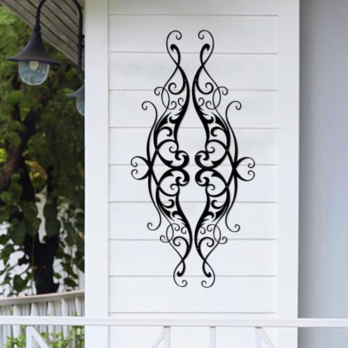 cape leadwort Metal Scroll Wall Decor Art, Long Iron Vine Decoration, Modern Minimalist Line Hanging Sculpture Sign, for Above Door Living Room Office Indoor Outdoor Home Ornaments-33.8x7.9in(Large) - color: Black