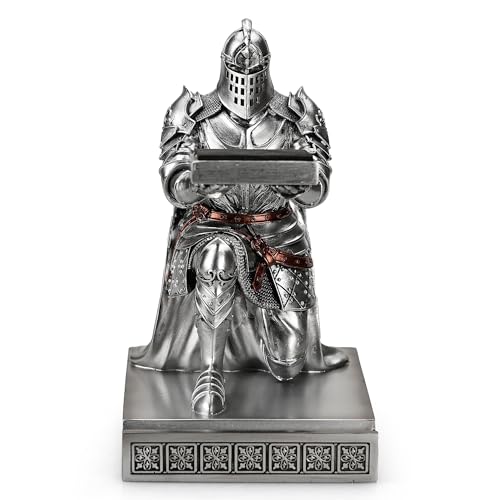 King's Guard Watch Display Stand Eyeglass Jewelry Bracelet Necklace Holder Trays Towers Resin Pen Holder Warrior Knight Mobile Phone Stand for Office & Home (Silver) - color: Silver