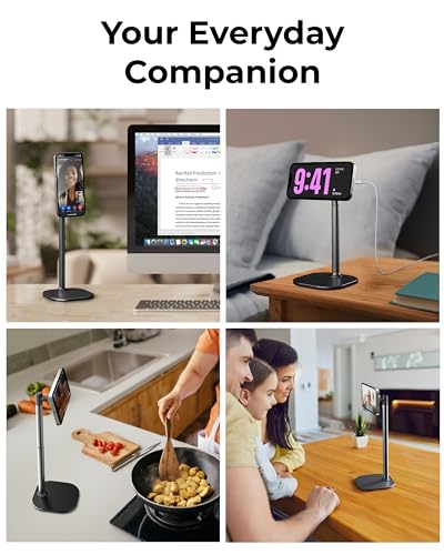 COOPER MagStand, Adjustable Magnetic iPhone Stand for Desk & Phone Holder for Video Recording, Compatible with MagSafe, Stand for iPhone 17 Pro Max, 16/15/14/13/12, Small Mag Safe Tripod (Black) - color: Night Black