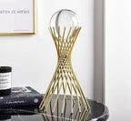 3D Modern Abstract Art Crystal Ball with Gold Iron Stand Decorative Ornaments for Living Room Bedroom TV Cabinet Crafts Gifts Office Home Deco (5.5" D x 3.1" W x 11.2" H) - style: 5.5"D x 3.1"W x 11.2"H