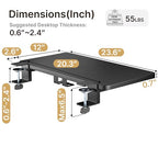 PEGZONE Desk Extender Tray, 24" x 12" Clamp On Desk Shelf, Desk Extension with Laptop Holder, Table Desk Arm Rest, Clamp On Keyboard Tray for Office and Home, Workstation Organizer, Medium, Black - size: 24 x 12 inch, style: Black with laptop shelf