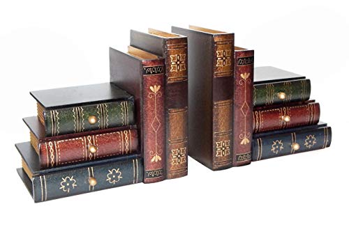Bellaa 23868 Decorative Bookends Fake Book Ends Support Cool Creative Desktop Organizer 6 Hidden Storage Drawers Vintage Farmhouse Boho Home Decor