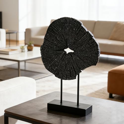 Black Art Modern Abstract Sculpture - Solid Black Art Sculpture for Home Décor Minimalist Decorative Statue for Living Room Office Desk Shelf Handcrafted Art Piece 7.25 * 2.5 * 12 Inch