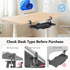 HUANUO Large Under Desk Keyboard Tray with Sturdy C-Clamp Mount, 26 (30.16" Including Clamps) x 12 inch Slide-Out Platform Computer Desk Heavy Duty Keyboard Tray with Storage Drawer for Typing, Black