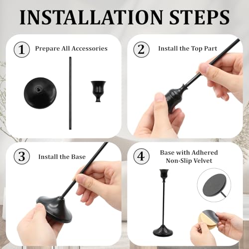 Candlestick Holders 12 PCS Black Metal Taper Candle Holder, Vintage Candle Stick Holders Set for Fireplace Home Table Centerpieces Party Weddings Decorations ﻿