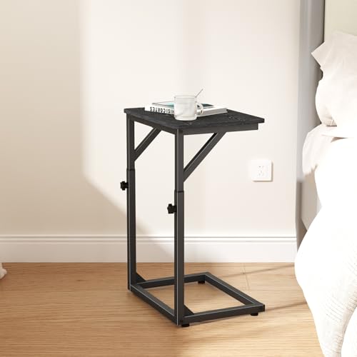 5-Level Adjustable C-Shaped End Table, Small Side Table for Couch, Sofa TV Tray Table for Living Room, Bedroom, Bedside ET-ZA-BKW1 - color: Black