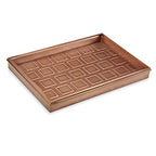 Good Directions 20″ x 14″ Decorative Squares Design Metal Boot Tray – Galvanized Steel with Copper Finish, Multi-Purpose Shoe, Plant & Pet Bowl Tray - color: Copper, style: Squares