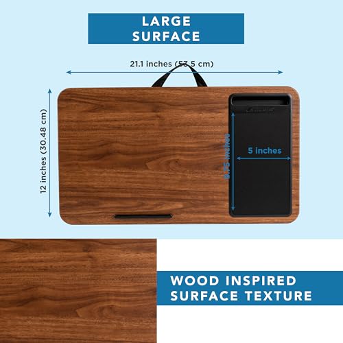 LAPGEAR Home Office Lap Desk with Device Ledge, Mouse Pad, and Phone Holder - Espresso Woodgrain - Fits up to 15.6 Inch Laptops - Style No. 91575 - color: Espresso Woodgrain, size: Home Office