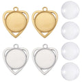 Craftdady Stainless Steel Pendant Cabochon Settings Heart Square Teardrop Flat Round Oval Rectangle Blank Bezel Trays Base Pendant with Glass Cabochons for DIY Earrings Necklace Jewelry - color: Stainless Steel Color Heart