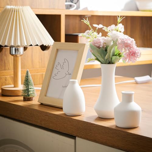 White Bud Vases, Ceramic Small Vase Set of 12, Mini Vases for Fresh and Dried Flowers, Modern Home Decor, Pottery Table Centerpiece - color: 01 White - 12 Pcs