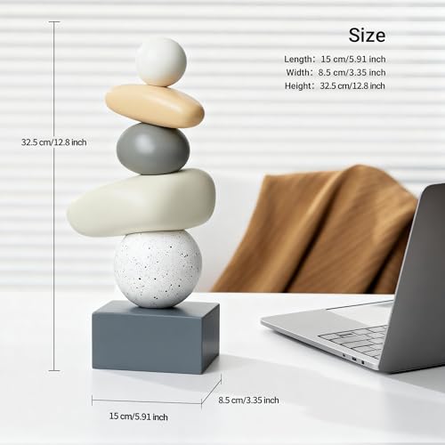 Aris & Juno Modern Abstract Resin Sculpture, Good Luck Stone Statue for Home Decor, Living Room, Office & Study – Contemporary Art Ornament for Good Fortune
