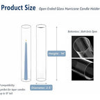 CYS EXCEL 6 PCS (H:14" D:2.5") Glass Hurricane Candleholder Tubes | Open-Ended Bottomless Cylinder, Chimney Tube for Taper Candles and Candlesticks - size: 2.5" wide x 14" tall
