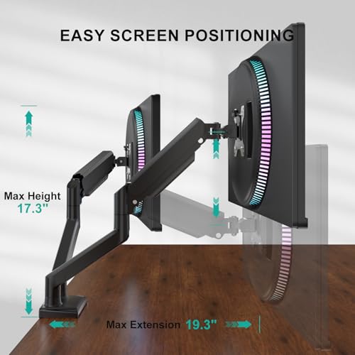 WALI Dual Monitor Stand for 13-32 inch Computer Screens, Dual Monitor Arms for 2 Monitors Holds up to 22 lbs, Height Adjustable Dual Monitors Mount, VESA 75x75/100x100mm (GSMP002N), Black - size: 13"-32", style: Dual Arms