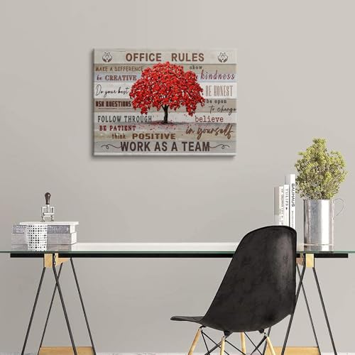HDXUFJQ Inspirational Wall Art For Office Office Rules Canvas Wall Art Team Rules Motivation Positive Quotes Wall Decor Teamwork Painting Prints for Home Ready to hang(12"x16") - color: Office Rules, size: 16"L x 12"W