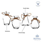Royal Imports Clear Glass Bottle Bud Vase, Small Single Stem Flower Centerpiece, Mini Decorative Floral Jars, Rustic Farmhouse Home Decor, Kitchen, Fireplace, Shelf, Narrow One Rose Holder, Set of 4 - size: Small (Set of 4)