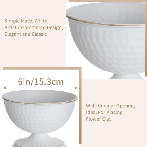 Sziqiqi White Urn Vase for Flowers - Wedding Table Decoration Centrepieces Set of 10 Vintage Metal Vases for Artificial Flowers Small Hammered Vase for Birthday Party Christmas Anniversary - color: White, size: 4.3in - 10 Pcs