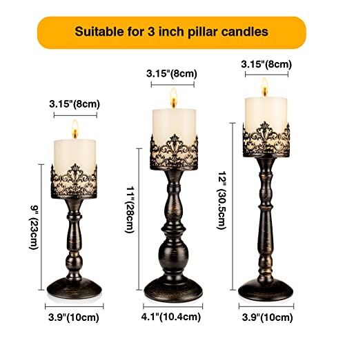Vintage Candle Holder for Table Centerpiece Gothic Candle Stand Set - color: Distressed Black