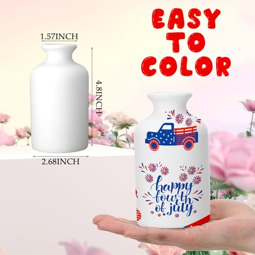 Singhoow 4 Set Mother's Day Paint Your Own Porcelain Paint Vase Art Project White Ceramic Painting Kit for Adults Porcelain Vase Decorating Kit Holiday Supplies DIY(Classic) - color: Classic