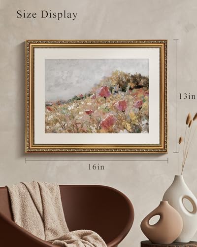 VIYYIEA Gold Framed Wall Art Canvas Print Home Decor Flower Art Vintage Botanical Print Rustic Farmhouse Wall Decor Mid Century Modern Art Coastal Print Floral Room Decor Wall Pictures Bedroom 16x20in - color: Blossom, size: 20"L x 16"W