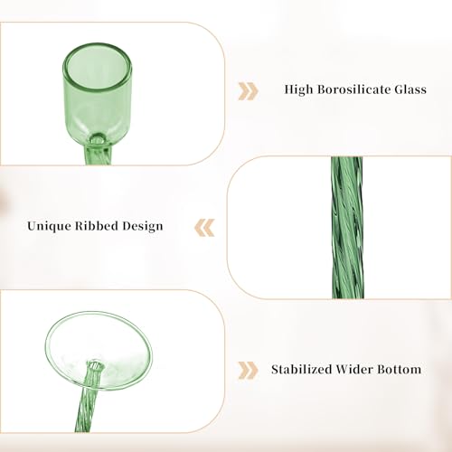 Glasseam Green Glass Candlestick Holder: Tall Candle Stick Holder Set of 4 Candlestick Holders for Taper Candles Modern Decorative Candle Holders for Table Centerpiece Wedding Christmas Home Decor - color: Green