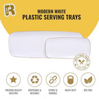 R-kay 4 Pack Plastic Serving Trays - White & Gold - 17 x 6.5 in - Heavy Duty Dessert Trays - Rectangular Party Platters - color: White And Gold, size: 17 Inch