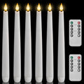 Homemory 6 Pcs Waxy Flameless Taper Candles with Remote, Led Candlesticks Classic Tall Candle, Flickering Battery Operated Taper Candles for Bedroom, Dining Room, White, 9.6 inches - style: Classic - White 9.6"