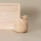 100% Travertine Match Holder |Toothpick Holder | Cute Beige Match Cloche | Matches Jar Box for Candles or Bathroom Decor | 3x3x3 | Matches NOT Included