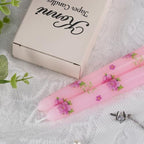 Taper Candles,10 inch 2pc Pink Tapered Candles with Peony Printed, Unscented and Smokeless Long Burning Candles,Tall Candlesticks with Cotton Wicks,Ideal for Weddings, Home Décor - style: Peony（2）
