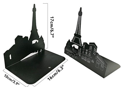 Winterworm® One Pair Vintage Fashion European Architecture Style Thickening Iron Library School Office Home Study Metal Bookends Book End (Paris Eiffel Tower) - color: Paris Eiffel Tower