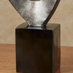 Eternal Love Abstract Table Sculpture | Metallic Silver and Black Finish | Bold Abstract Looped Design Resembles a Stylized Infinity Symbol | Contemporary, Modern Tabletop Statue For Unique Decorating