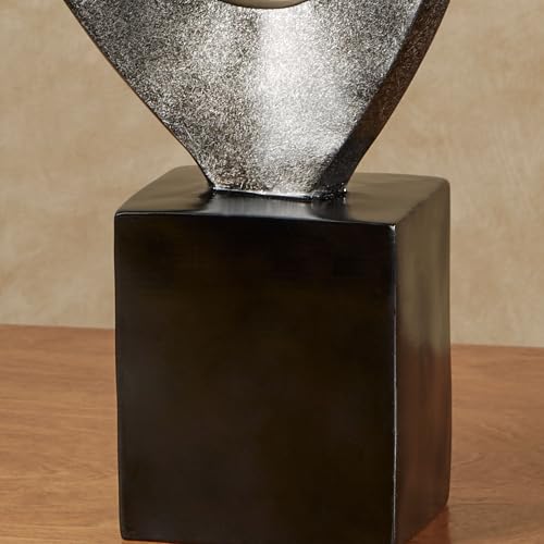 Eternal Love Abstract Table Sculpture | Metallic Silver and Black Finish | Bold Abstract Looped Design Resembles a Stylized Infinity Symbol | Contemporary, Modern Tabletop Statue For Unique Decorating