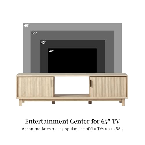 Walker Edison Arundo Fluted TV Stand for TVs up to 65 Inches, 58" TV Stand, Coastal Oak - color: Coastal Oak, size: 58" TV Stand