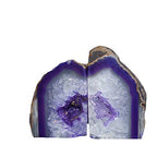 JIC Gem Dyed Purple Natural Agate Bookends Polished Stone Book Ends Crystal Geode Bookends for Shelves to Hold Books with Rubber Bumpers(1 Pair, 3-4 LBS) - color: Purple Dyed, size: 3-4LBS.