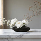 Flower Frog Vase Kit, Ikebana Floral Arrangement Ceramic Water Drop Pot Flower Arrangement Vase Kit (Dark Brown Large Size) - color: Dark Brown Large Size