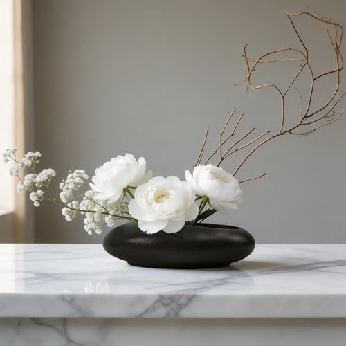 Flower Frog Vase Kit, Ikebana Floral Arrangement Ceramic Water Drop Pot Flower Arrangement Vase Kit (Dark Brown Large Size) - color: Dark Brown Large Size