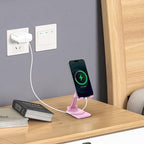 Cell Phone Stand, Adjustable Angle and Height Cell Phone Holder for Desk, Foldable and Portable, Anti-Slip Silicone Pad, Compatible with All Mobile Phones and 4-8 Inch Devices (Pink&Pink) - color: Pink&Pink