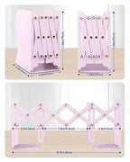 Honagu Adjustable Bookends, Metal Book Ends for Shelves Heavy Book, Desk Magazine File Organizer for Home, Office, Books, Papers, Extends up to 19 inches (Macaron Pink) - color: Macaron Pink