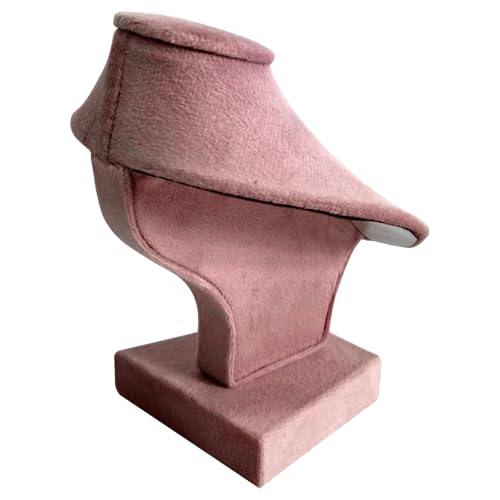 Mini Pendant Jewelry Display Stand Bust White PU Holder Black Velvet Mannequin Necklace Stand Wooden Portrait Model 12cm (Pink) - color: Pink
