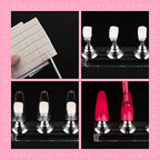 Nail Stand Acrylic Nail Art Display Stand Magnetic Nail Tips Practice Holder 54 Pcs Reusable Adhesive Putty for DIY Painting Nails Stand kit (silver) - color: silver