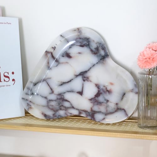 Natural Marble Oval Jewelry Dish, Trinket Tray for Ring & Earring Holder, Vanity/Nightstand Decor with Unique Natural Veins, Gift for Women/Mom/Daughter - color: 021-Viola, size: 9.1"L x 9.1"W x 0.7"H