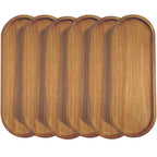 Solid Wood Serving Platters and Trays of Natural Wood with Edge,Rectangular Avoid Sliding and Spilling Food (Acacia Oval Platters 6 Pack) - color: Acacia Oval Platters 6 Pack