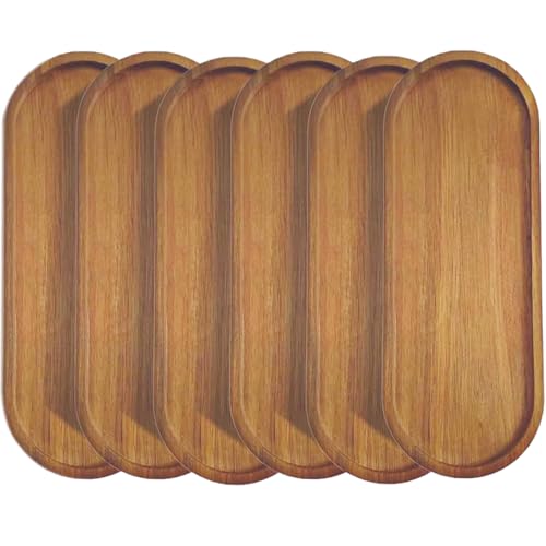 Solid Wood Serving Platters and Trays of Natural Wood with Edge,Rectangular Avoid Sliding and Spilling Food (Acacia Oval Platters 6 Pack) - color: Acacia Oval Platters 6 Pack