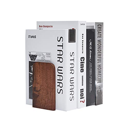 Pandapark Wood,Non-Skid Bookend for Shelves,Heavy Duty,Book Stand for CDs,1 Pair - color: Black Walnut-a